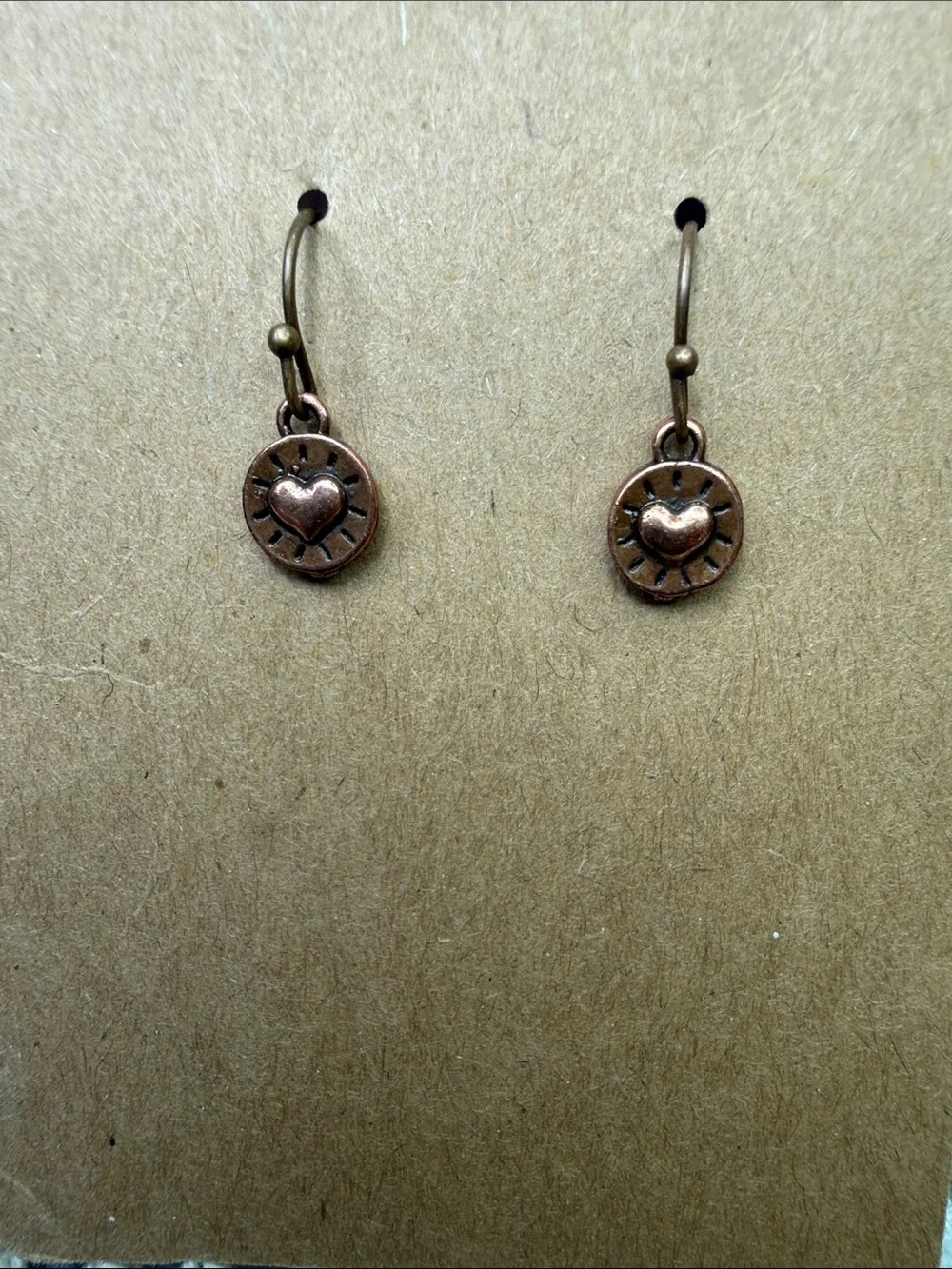 Copper Heart Drop Earrings - Women Jewelry